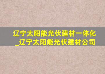 辽宁太阳能光伏建材一体化_辽宁太阳能光伏建材公司