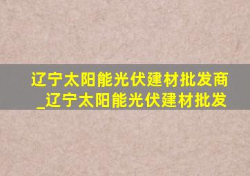 辽宁太阳能光伏建材批发商_辽宁太阳能光伏建材批发