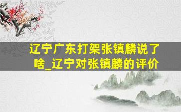 辽宁广东打架张镇麟说了啥_辽宁对张镇麟的评价