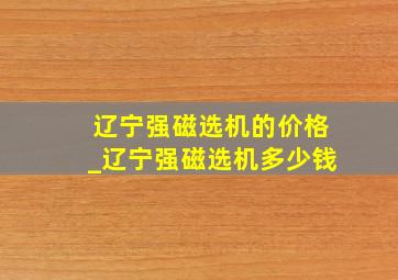 辽宁强磁选机的价格_辽宁强磁选机多少钱