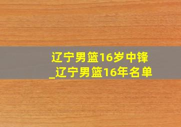 辽宁男篮16岁中锋_辽宁男篮16年名单