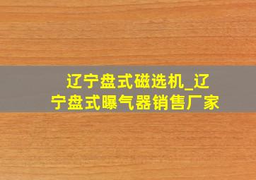 辽宁盘式磁选机_辽宁盘式曝气器销售厂家