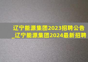 辽宁能源集团2023招聘公告_辽宁能源集团2024最新招聘