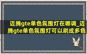 迈腾gte单色氛围灯在哪调_迈腾gte单色氛围灯可以刷成多色吗