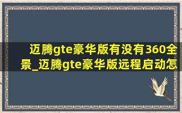 迈腾gte豪华版有没有360全景_迈腾gte豪华版远程启动怎么操作