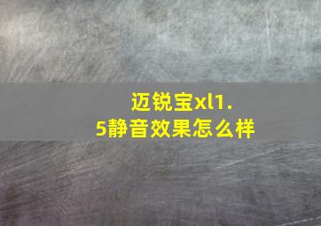 迈锐宝xl1.5静音效果怎么样