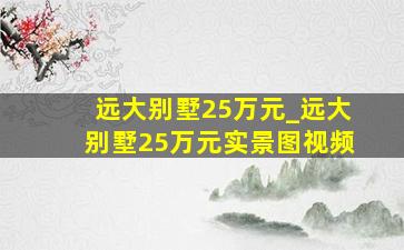 远大别墅25万元_远大别墅25万元实景图视频