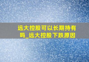 远大控股可以长期持有吗_远大控股下跌原因