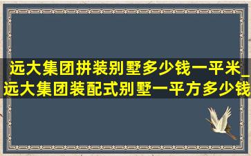 远大集团拼装别墅多少钱一平米_远大集团装配式别墅一平方多少钱