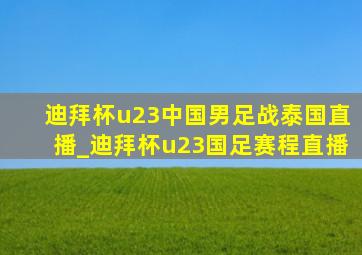 迪拜杯u23中国男足战泰国直播_迪拜杯u23国足赛程直播