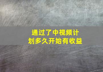 通过了中视频计划多久开始有收益