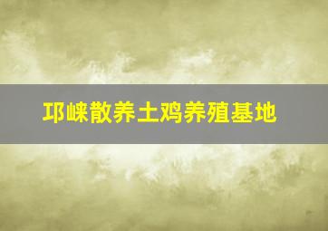 邛崃散养土鸡养殖基地