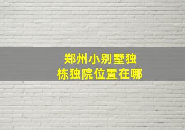 郑州小别墅独栋独院位置在哪