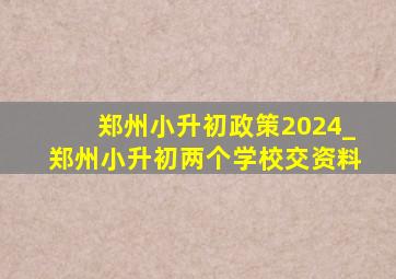 郑州小升初政策2024_郑州小升初两个学校交资料