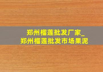 郑州榴莲批发厂家_郑州榴莲批发市场果泥