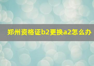 郑州资格证b2更换a2怎么办