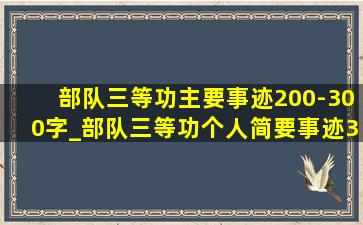 部队三等功主要事迹200-300字_部队三等功个人简要事迹300字