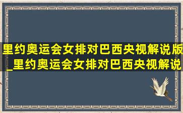 里约奥运会女排对巴西央视解说版_里约奥运会女排对巴西央视解说