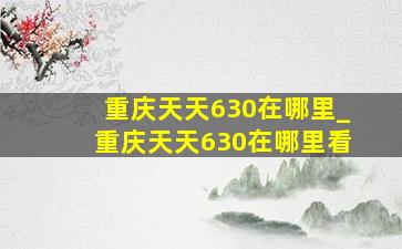 重庆天天630在哪里_重庆天天630在哪里看