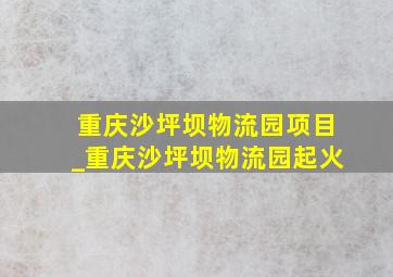 重庆沙坪坝物流园项目_重庆沙坪坝物流园起火