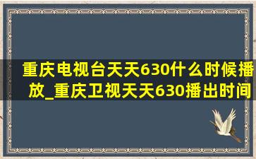 重庆电视台天天630什么时候播放_重庆卫视天天630播出时间