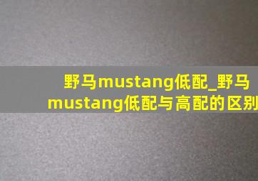 野马mustang低配_野马mustang低配与高配的区别