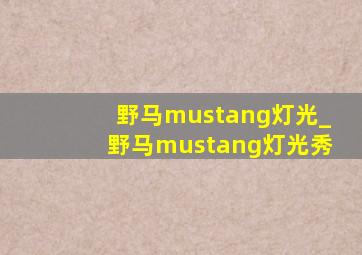 野马mustang灯光_野马mustang灯光秀