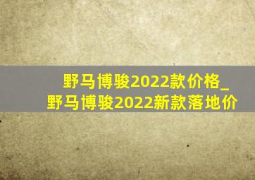 野马博骏2022款价格_野马博骏2022新款落地价