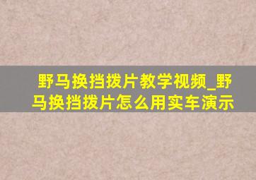 野马换挡拨片教学视频_野马换挡拨片怎么用实车演示