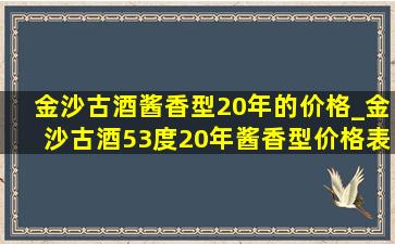 金沙古酒酱香型20年的价格_金沙古酒53度20年酱香型价格表