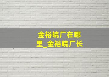 金裕皖厂在哪里_金裕皖厂长