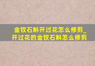 金钗石斛开过花怎么修剪_开过花的金钗石斛怎么修剪