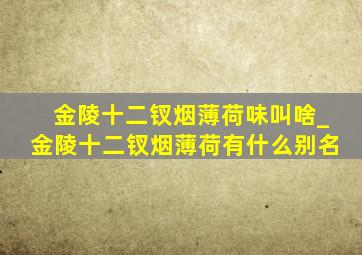 金陵十二钗烟薄荷味叫啥_金陵十二钗烟薄荷有什么别名