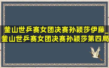 釜山世乒赛女团决赛孙颖莎伊藤_釜山世乒赛女团决赛孙颖莎第四局出场