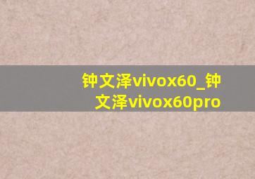 钟文泽vivox60_钟文泽vivox60pro