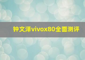 钟文泽vivox80全面测评