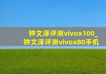 钟文泽评测vivox100_钟文泽评测vivox80手机