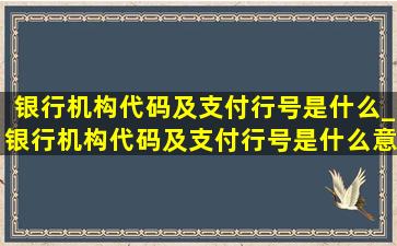 银行机构代码及支付行号是什么_银行机构代码及支付行号是什么意思