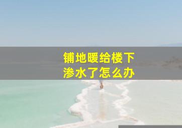 铺地暖给楼下渗水了怎么办