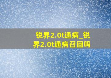 锐界2.0t通病_锐界2.0t通病召回吗