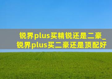 锐界plus买精锐还是二豪_锐界plus买二豪还是顶配好