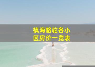 镇海骆驼各小区房价一览表