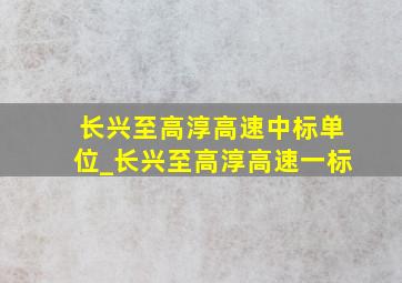 长兴至高淳高速中标单位_长兴至高淳高速一标