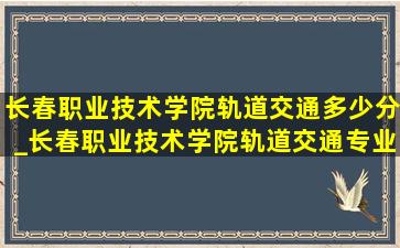 长春职业技术学院轨道交通多少分_长春职业技术学院轨道交通专业