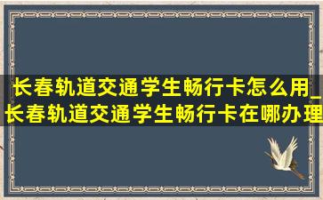 长春轨道交通学生畅行卡怎么用_长春轨道交通学生畅行卡在哪办理