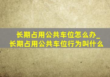 长期占用公共车位怎么办_长期占用公共车位行为叫什么