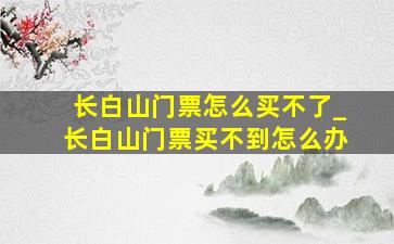 长白山门票怎么买不了_长白山门票买不到怎么办