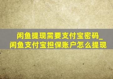 闲鱼提现需要支付宝密码_闲鱼支付宝担保账户怎么提现