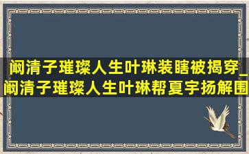 阚清子璀璨人生叶琳装瞎被揭穿_阚清子璀璨人生叶琳帮夏宇扬解围