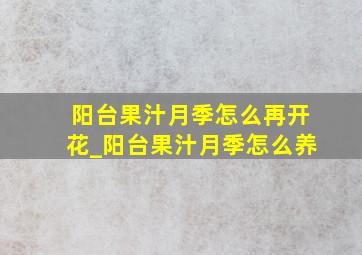 阳台果汁月季怎么再开花_阳台果汁月季怎么养